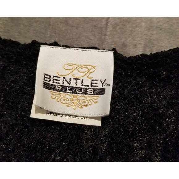 JR Bentley Womens Plus Size 2X Black Textured Knit Short Sleeve Sweater Top - Picture 3 of 7